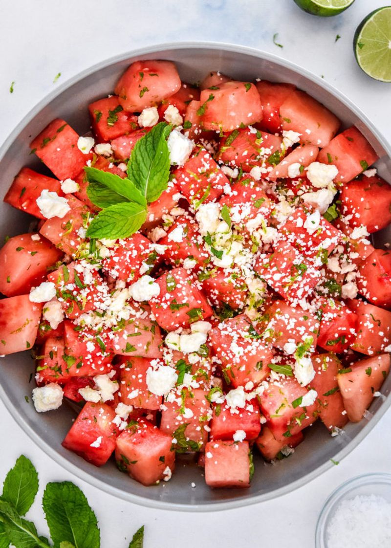 Watermelon, Feta, and Mint Pasta Salad
