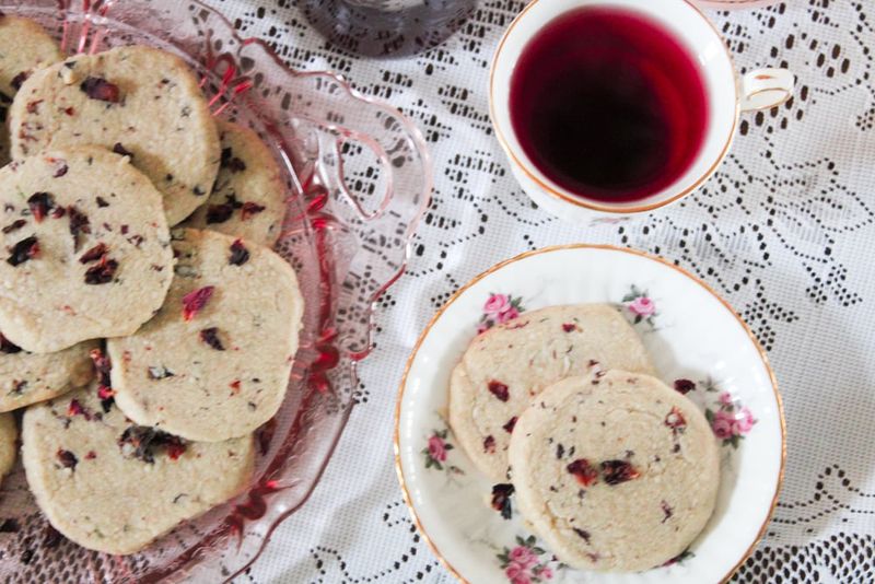 Cardamom Rose Shortbread Cookies