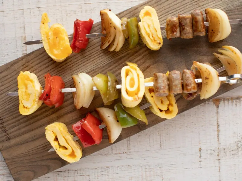 Breakfast Skewers with Egg and Sausage
