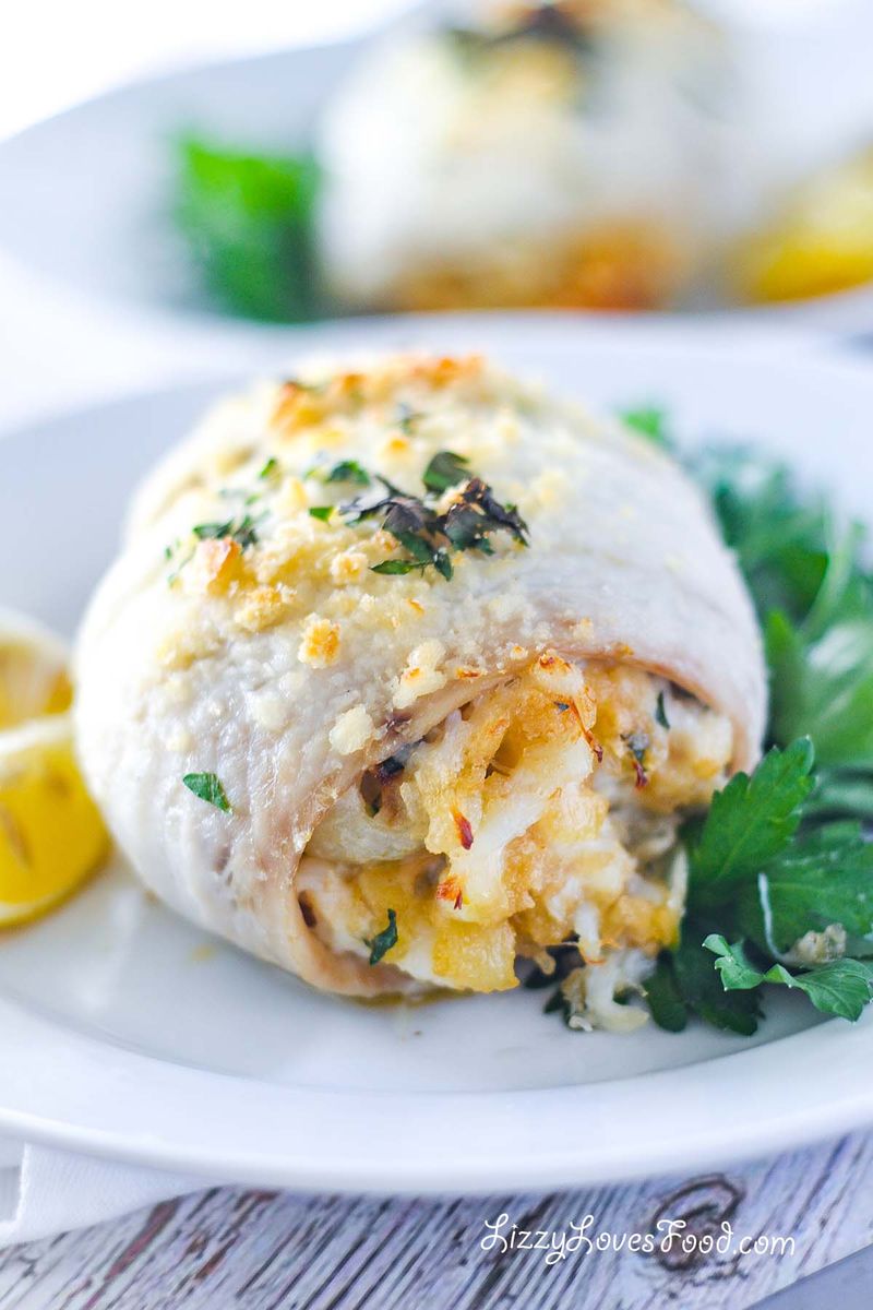 Baked Stuffed Sole with Crab and Breadcrumbs