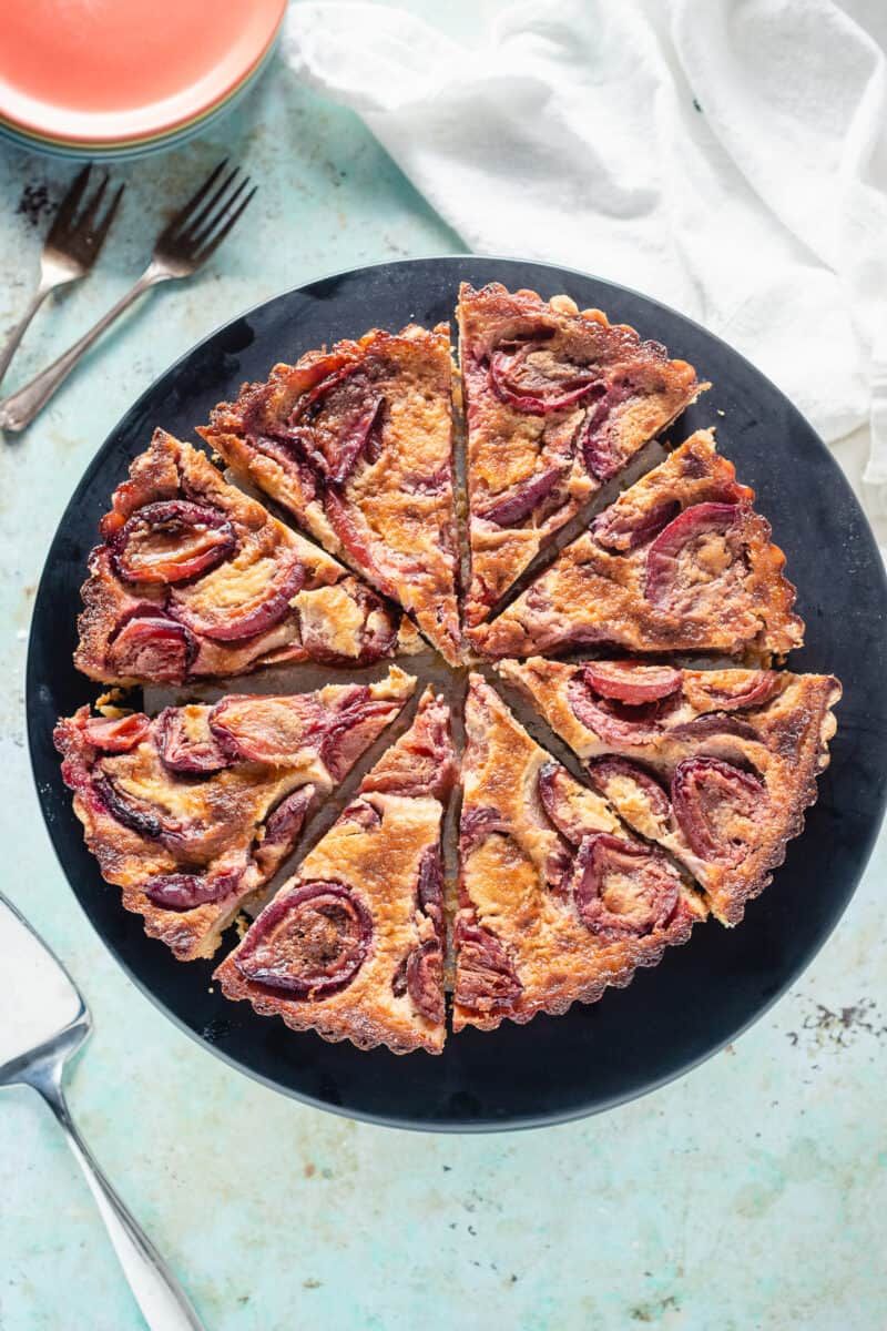 Plum and Cardamom Custard Tart