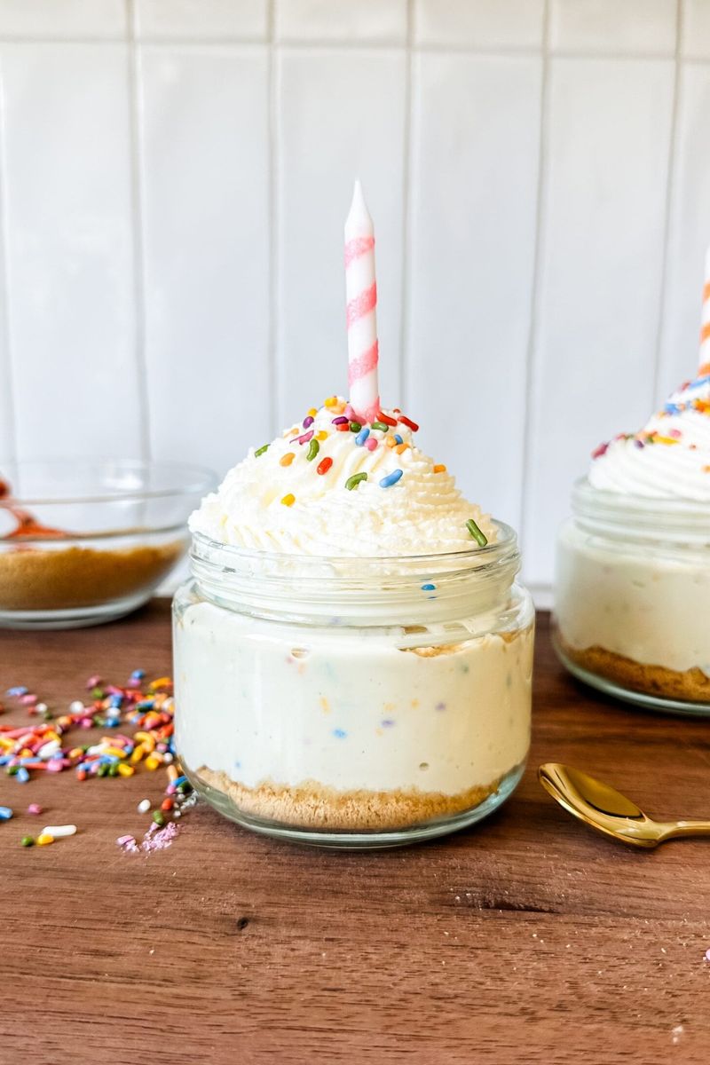 Birthday Cake No Bake Cheesecake Cups