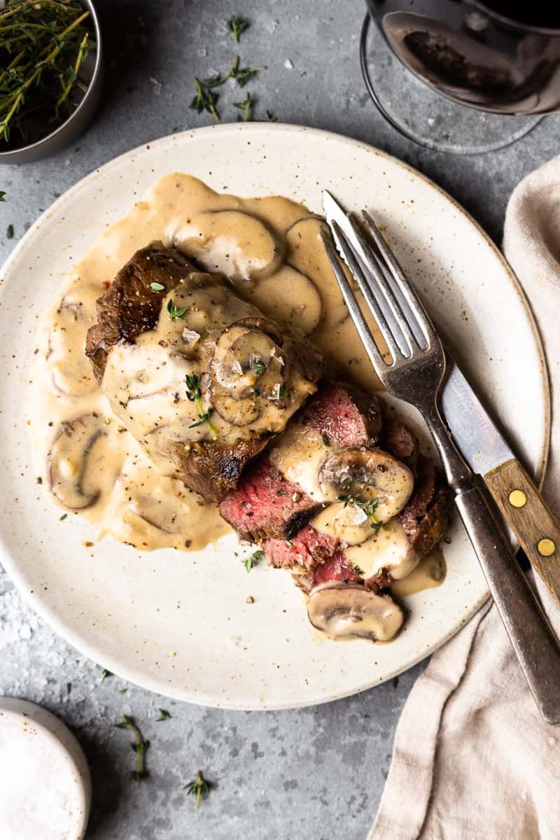 Venison Steak Paired with a Wild Mushroom Game Gravy
