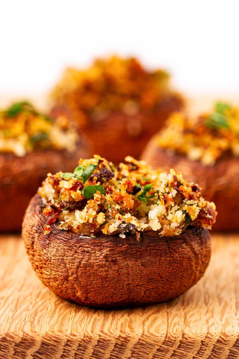 Garlic Butter Breadcrumb Stuffed Mushrooms