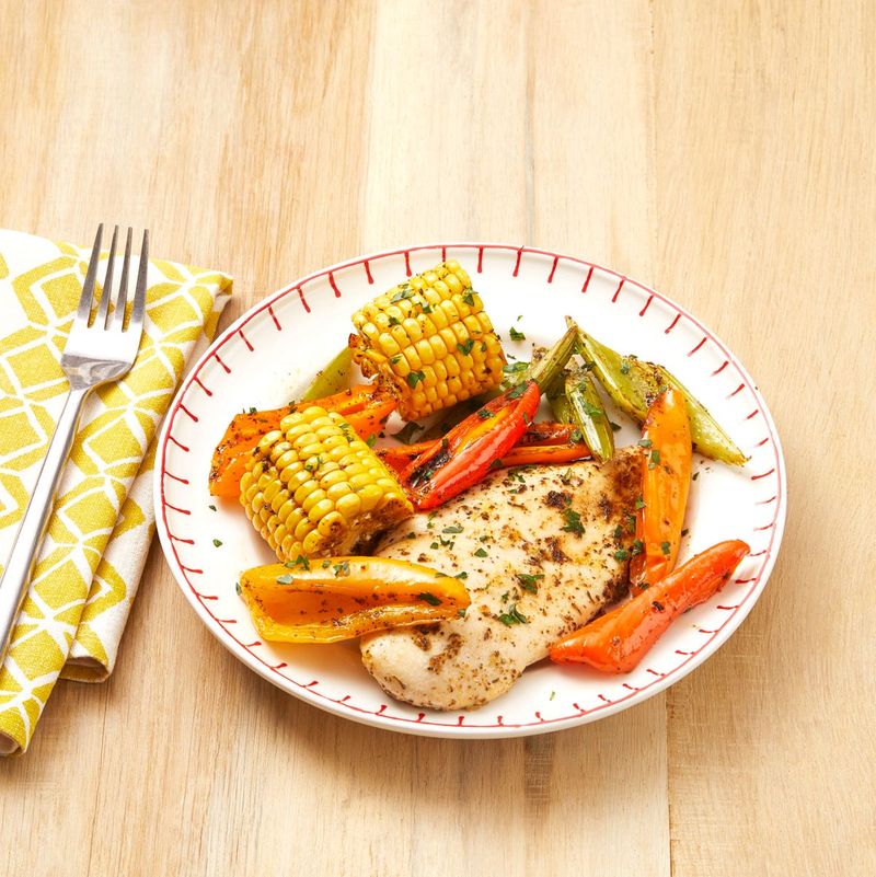 Cajun Chicken with Corn and Black Bean Tray Bake