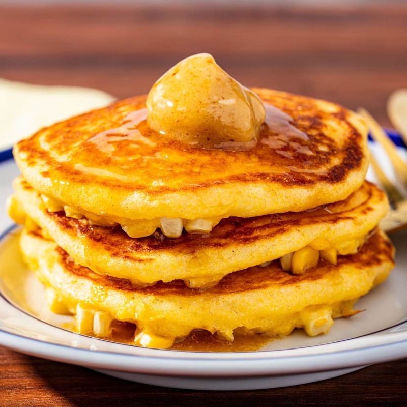 Sweetcorn Pancakes with Maple Syrup