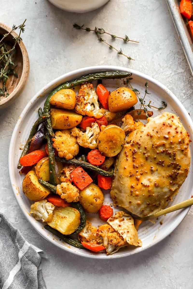 Dijon Mustard Chicken with Root Vegetables