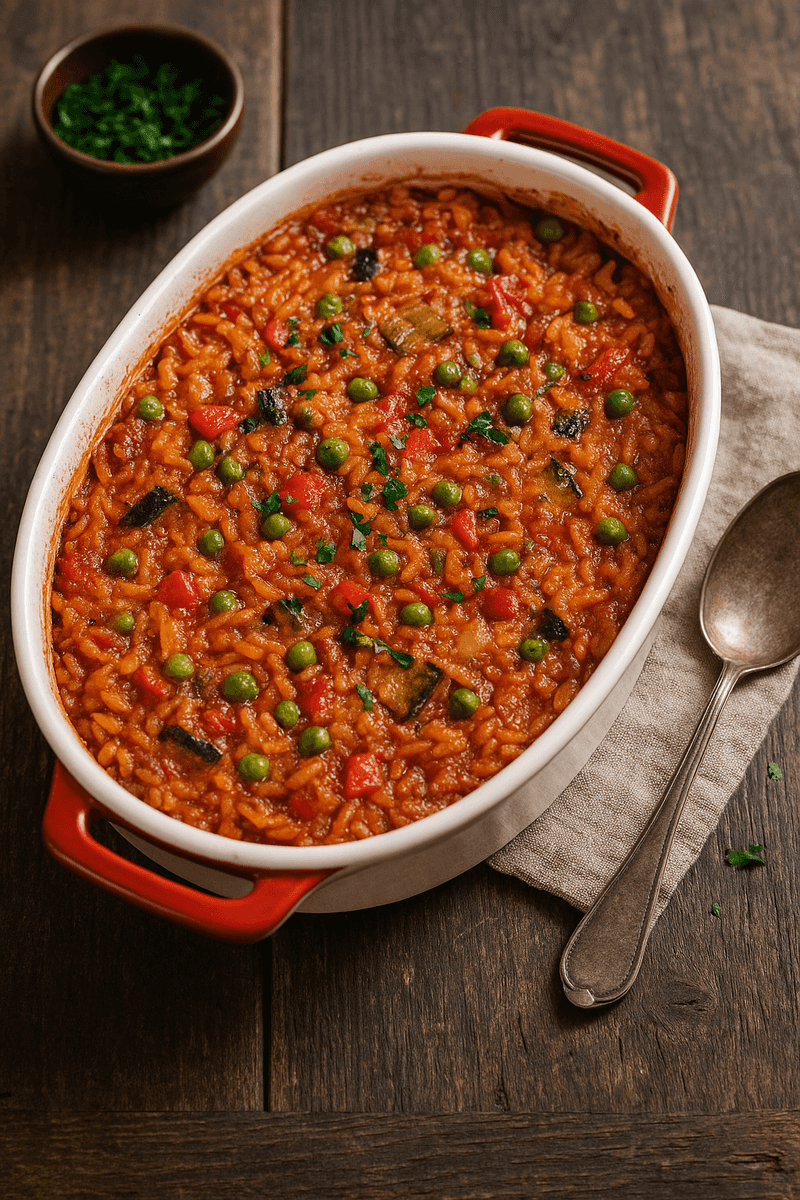 Djuvec (Baked Rice and Vegetable Casserole)