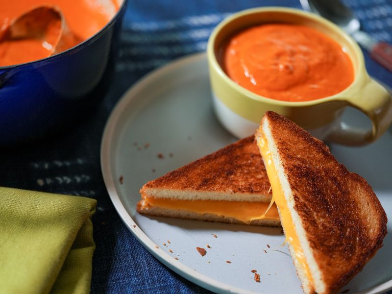 Creamy Tomato Soup with Grilled Bread