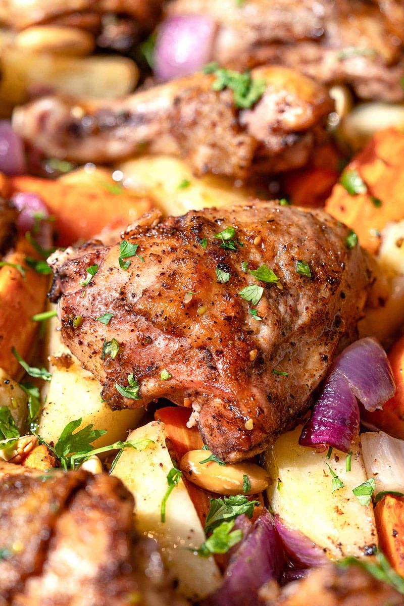 Za'atar Chicken With Roasted Carrots and Hummus