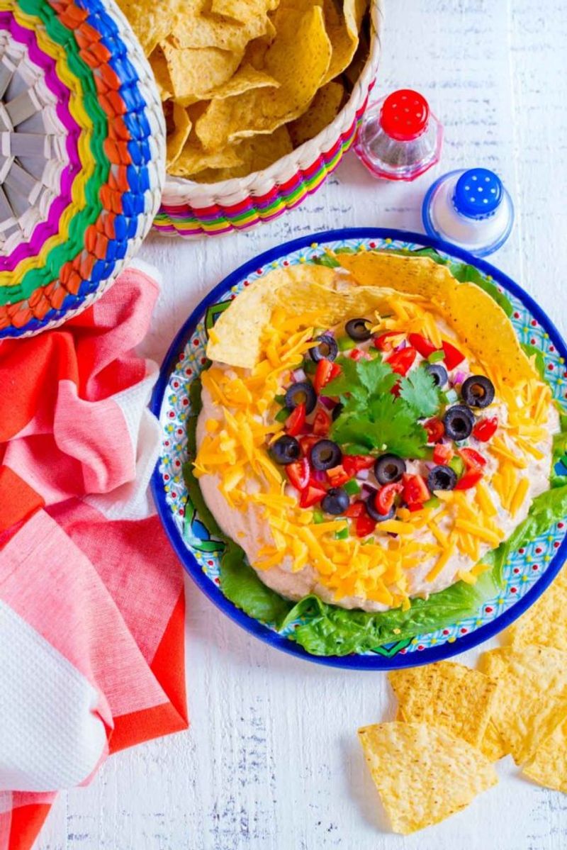 The Chips, Salsa, and Bean Dip Fiesta Plate