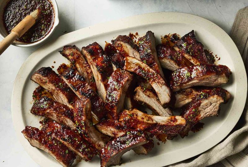 Pork Ribs Glazed with Sticky Honey Sauce