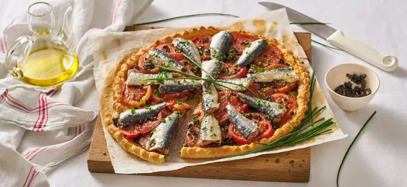 Sardine and Tomato Tart with Olives and Herbs