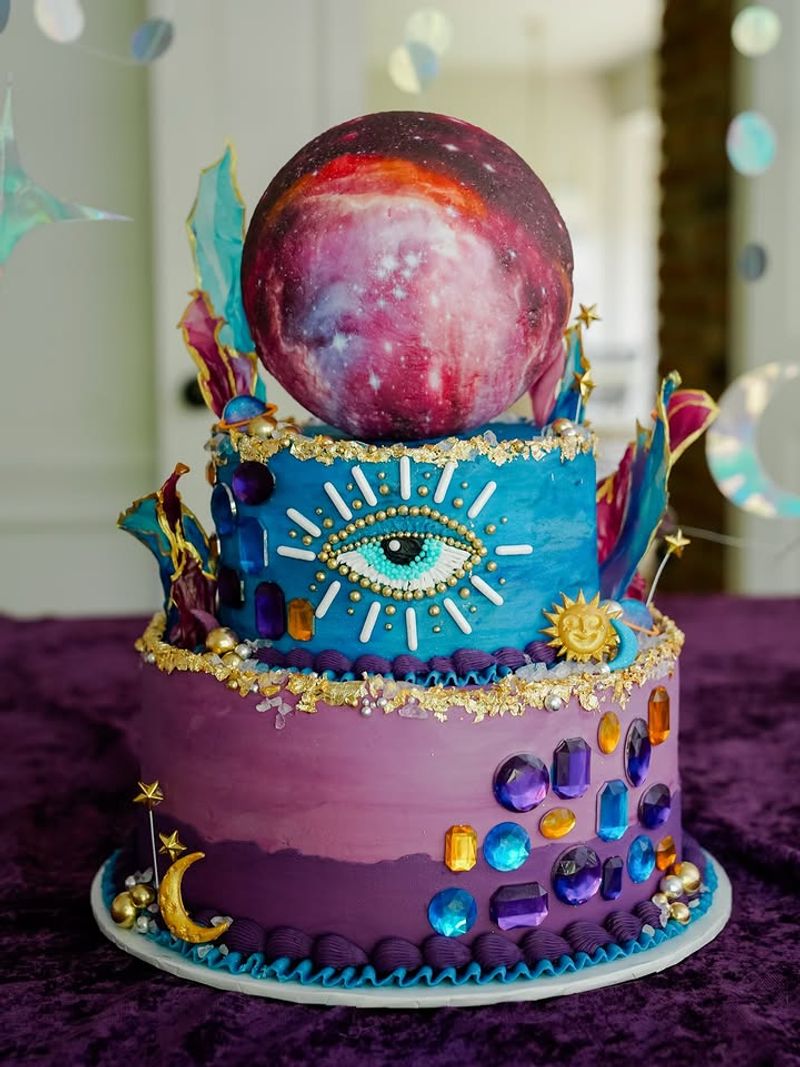 Fault Line Floral Galaxy Cake