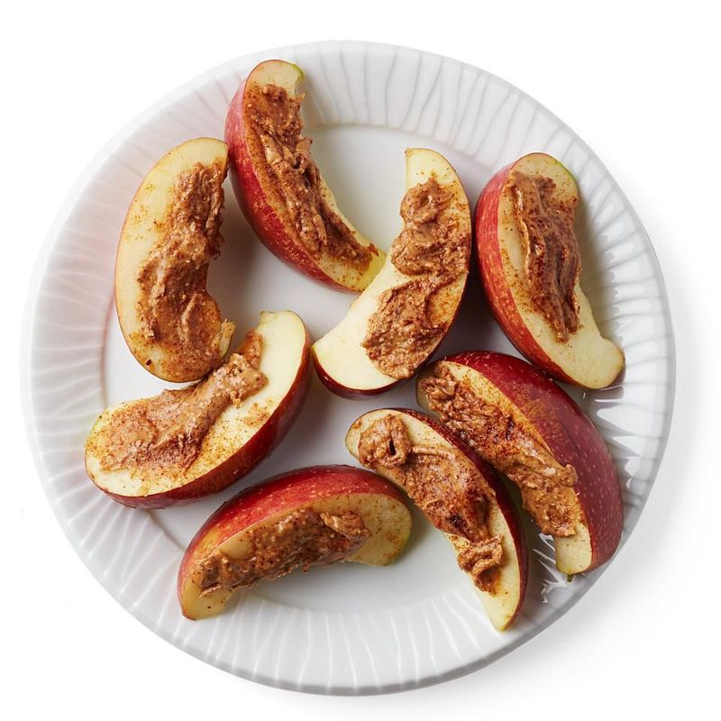 Apple Slices with Almond Butter and a Pinch of Cinnamon