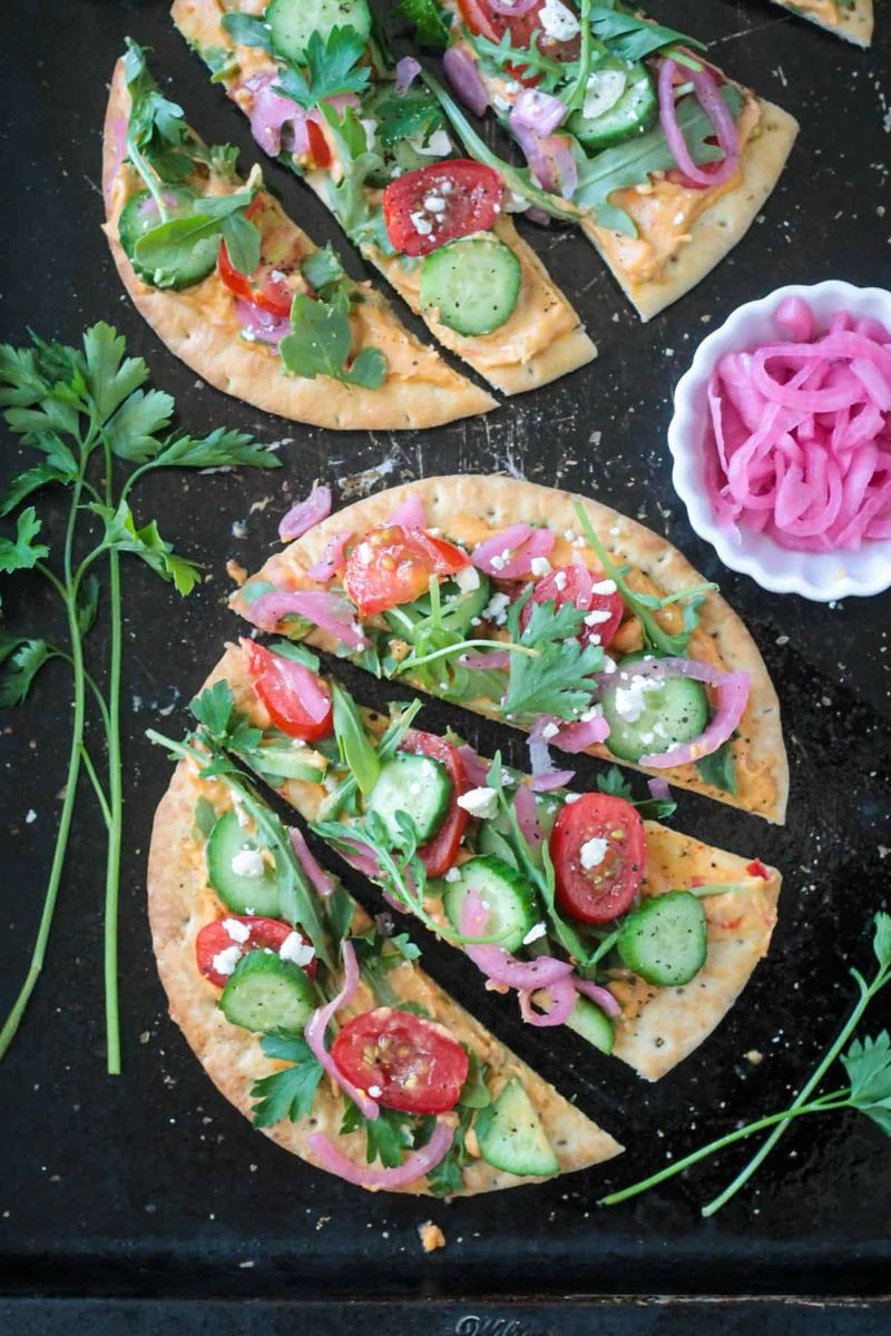 Hummus and Veggie Flatbread