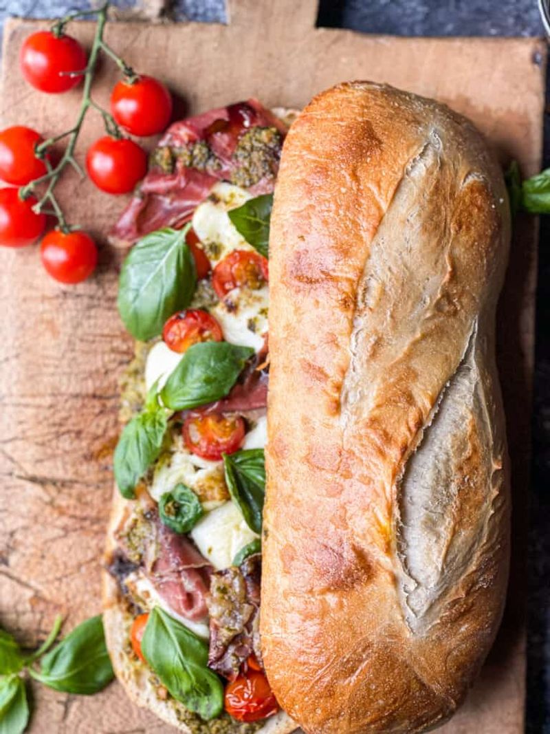Caprese Sandwich with Pesto Drizzle