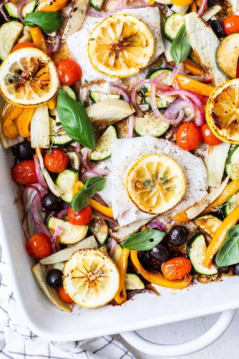 Baked Cod With Roasted Vegetables