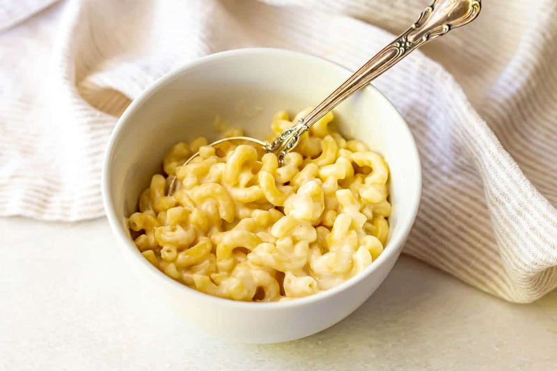 Microwave Mug Mac and Cheese Dumped on a Plate