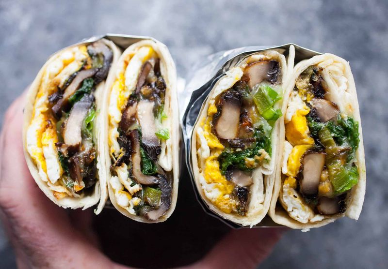 Mushroom and Swiss Cheese Breakfast Wrap