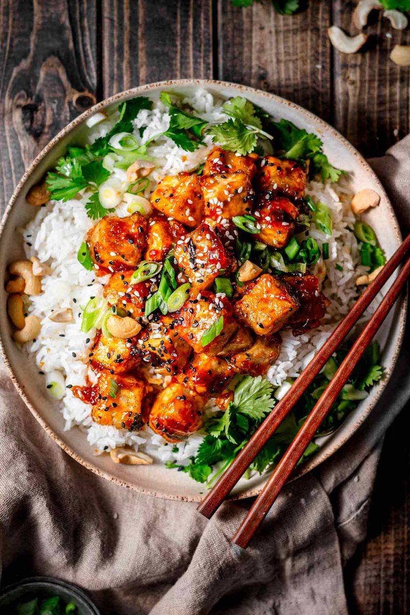 Soy Glazed Tofu and Rice