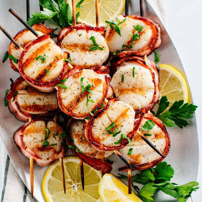 Bacon-Wrapped Scallop Skewers