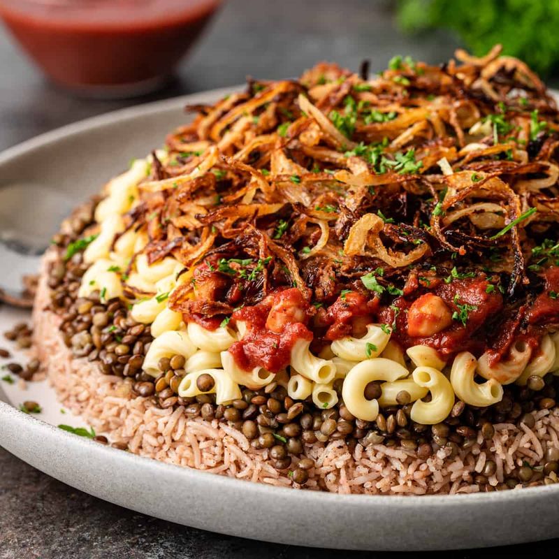 Egyptian Koshari (Lentils, Rice, and Pasta)