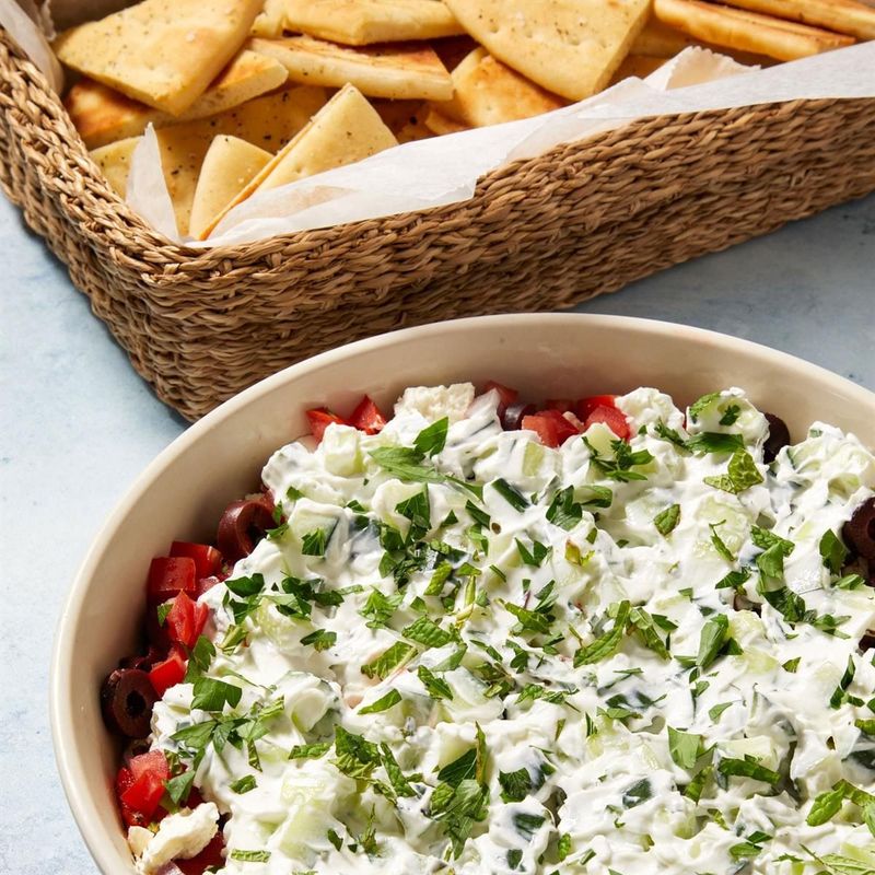 Chopped Greek Salad with Pita Chips