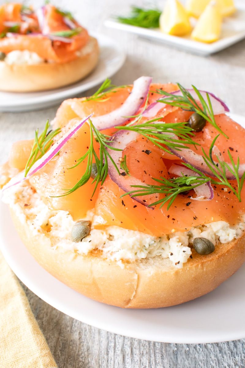 Smoked Salmon and Cream Cheese Bagel Thin