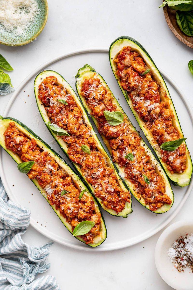 Turkey-Stuffed Zucchini Boats