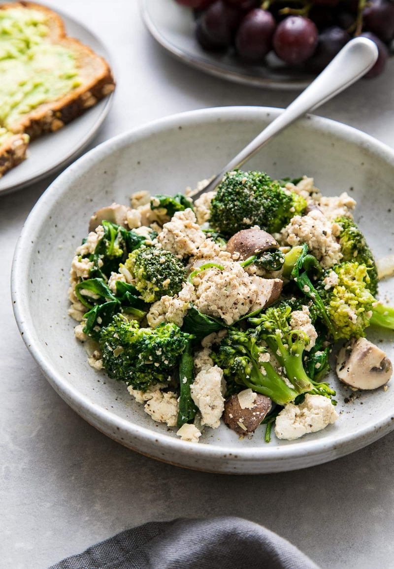 Tofu Scramble With Broccoli and Nutritional Yeast