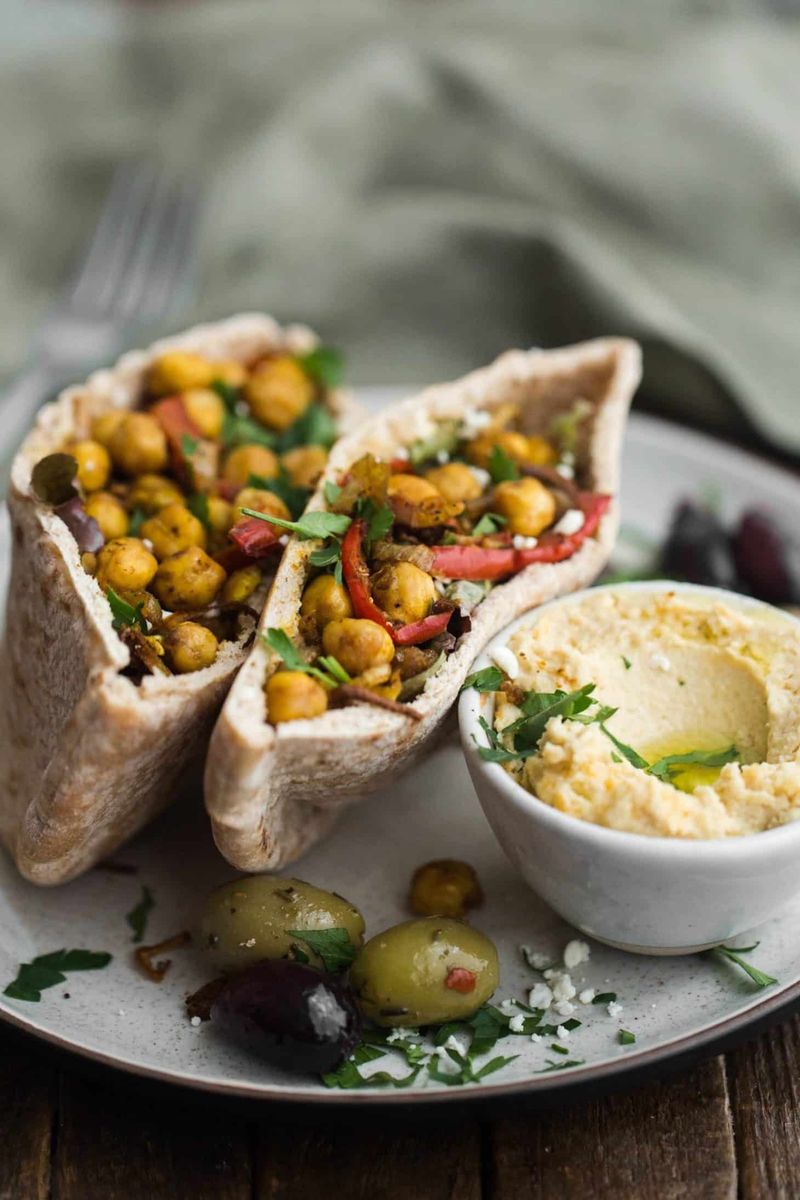 Smashed Cucumber and Hummus Pita Pockets