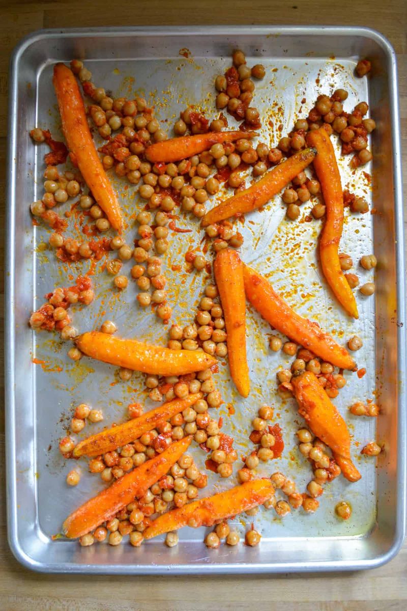 Harissa Carrot and Chickpea Sheet Pan