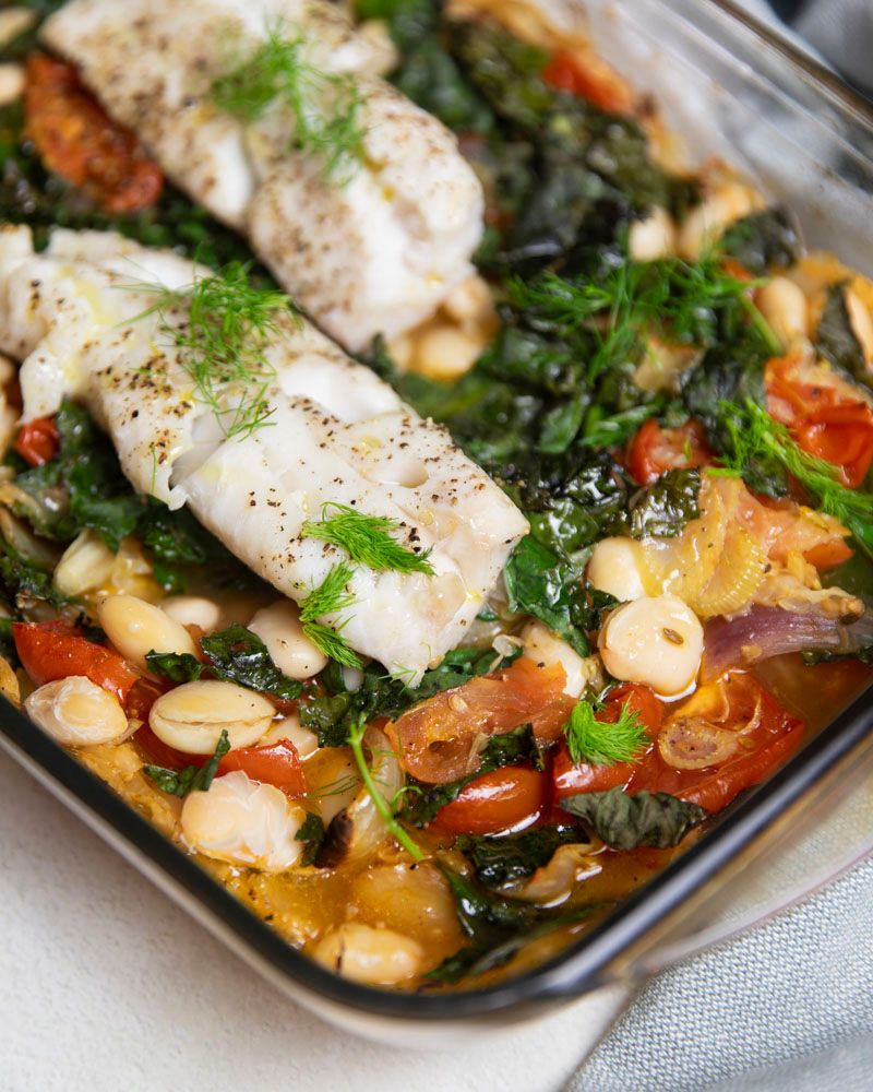 Cod with Butter Beans and Leeks