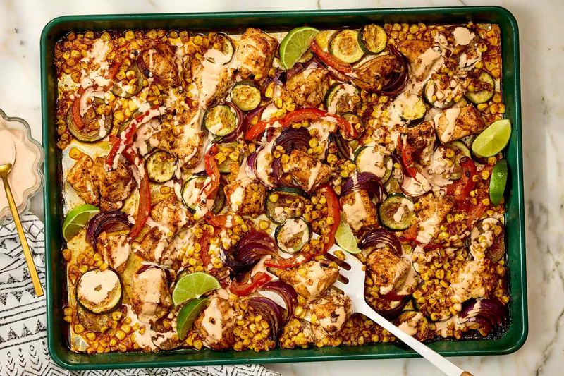 Ranch Chicken with Corn, Zucchini, and Bell Pepper