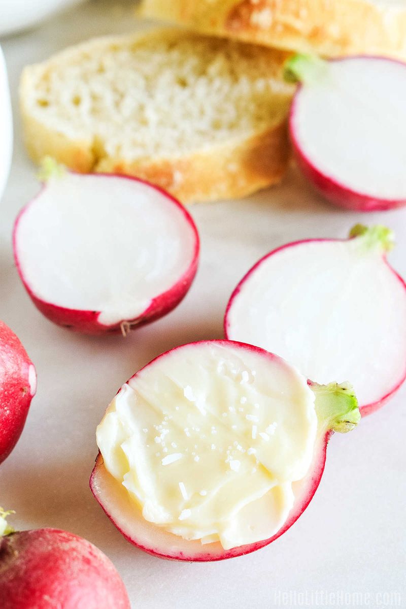 Radish Slices with Butter and Sea Salt