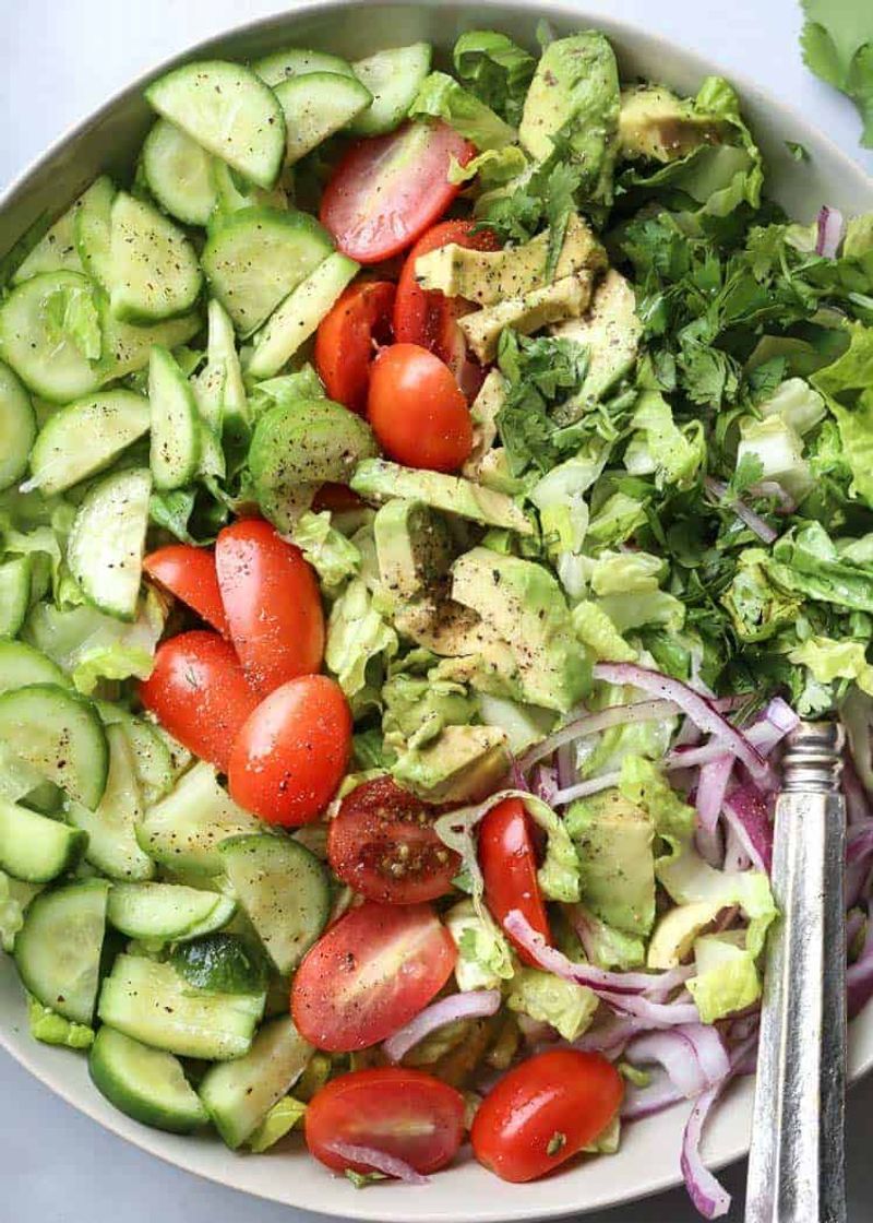 Crispy Romaine, Cherry Tomatoes, and Cucumber
