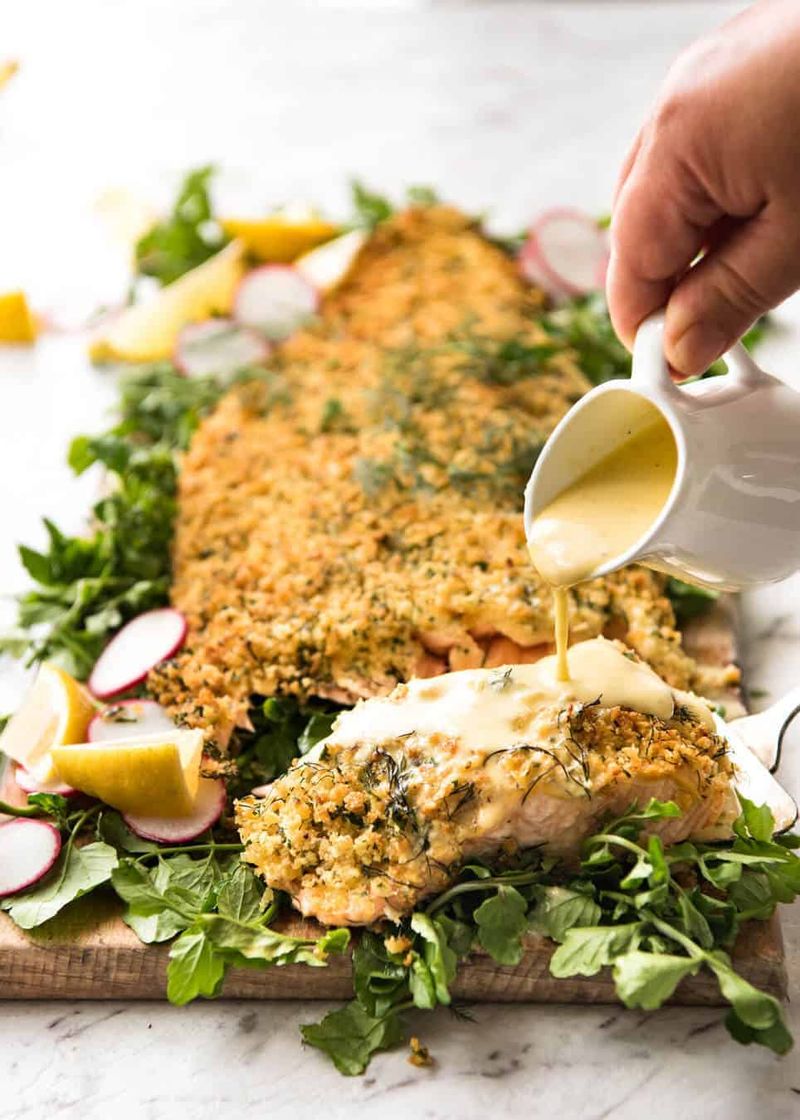 Whole Baked Salmon with Herb Crust