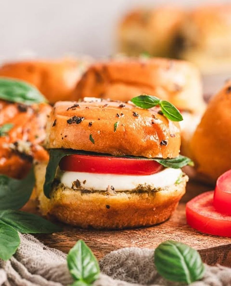 Caprese Slider with Fresh Basil and Tomato