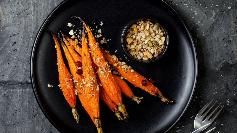 Whole Roasted Carrots With Harissa Glaze