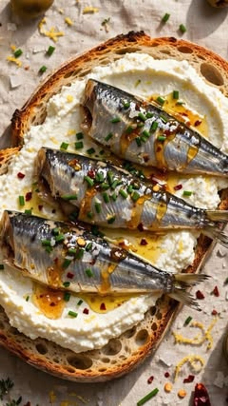 Sardine Bruschetta with Whipped Ricotta and Lemon Zest