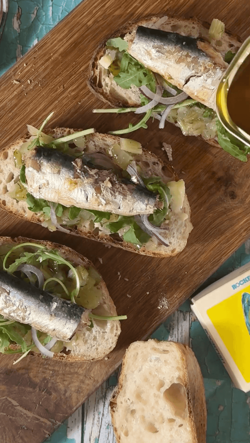 Sardines on Sourdough Toast with Dijon Mustard