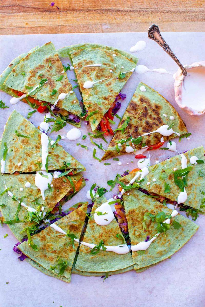 Mini Rainbow Veggie Quesadillas