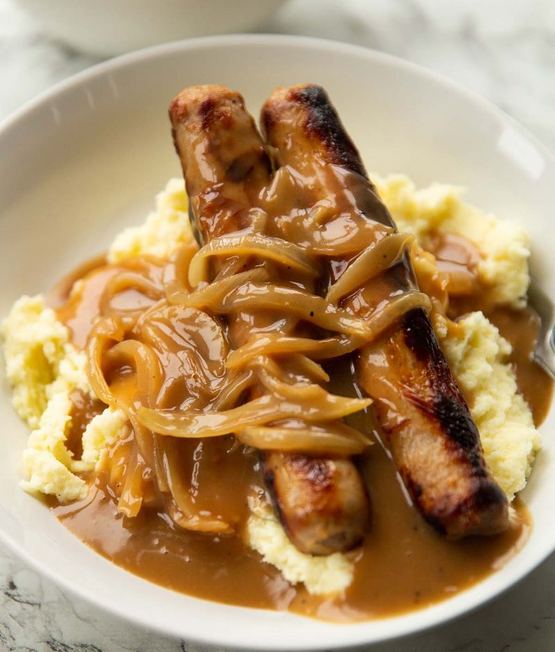 Classic Bangers and Mash with Onion Gravy