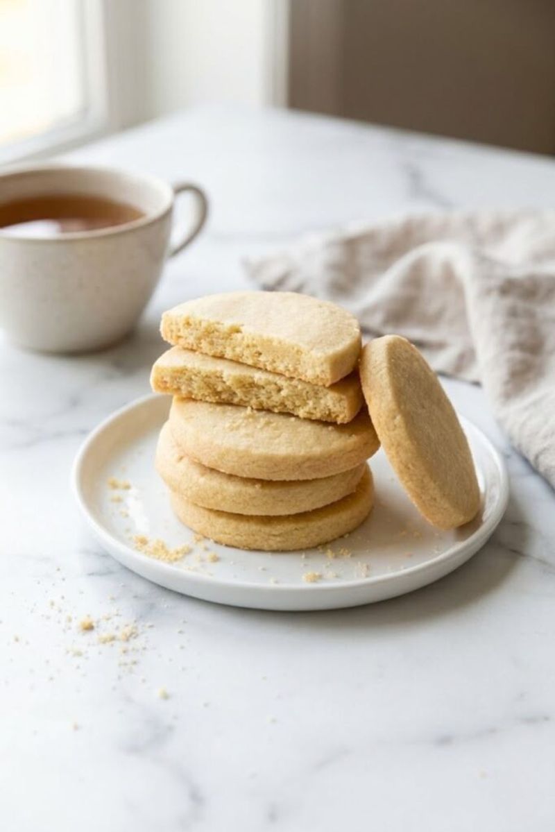 A Single Shortbread Cookie with Tea