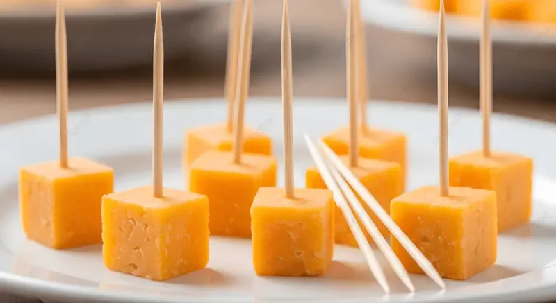 Tiny Cheese Cubes on a Toothpick