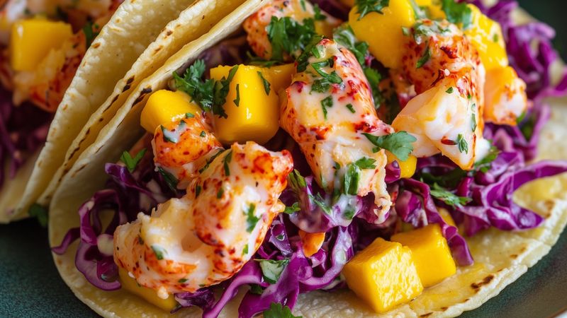 Langoustine Tacos with Mango Slaw