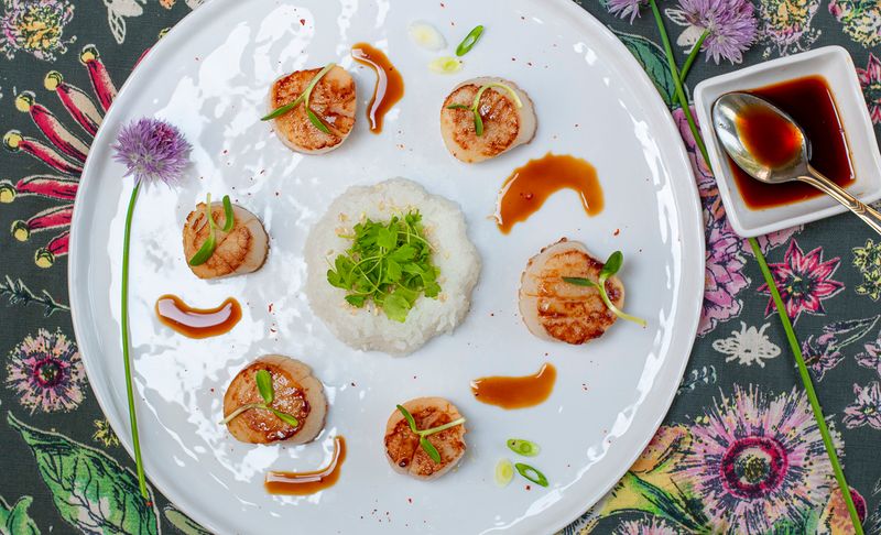 Garnish with Microgreens and a Sauce Drizzle
