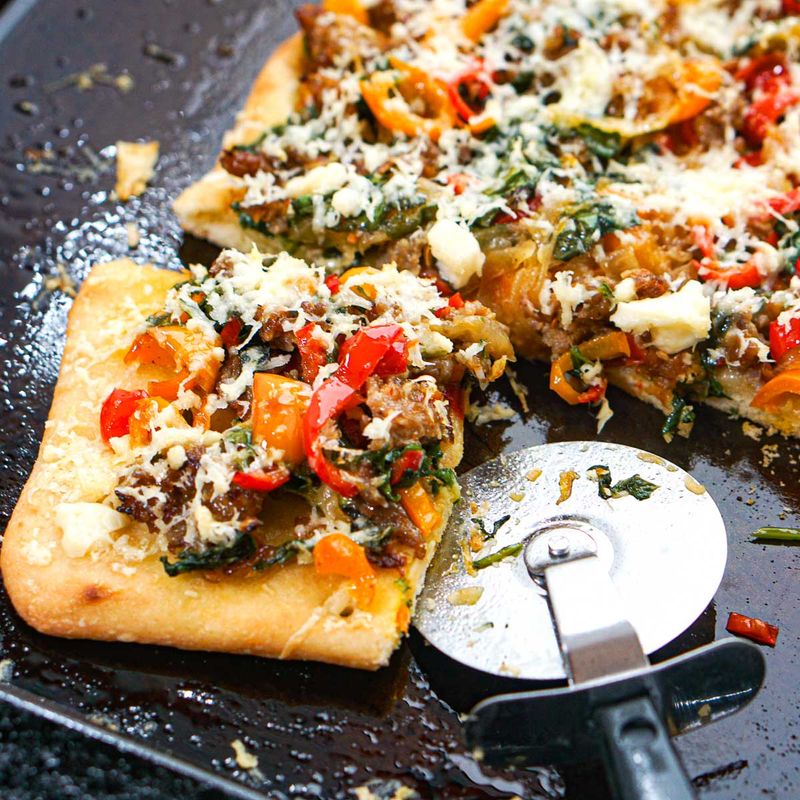 Sausage Flatbread Pizza