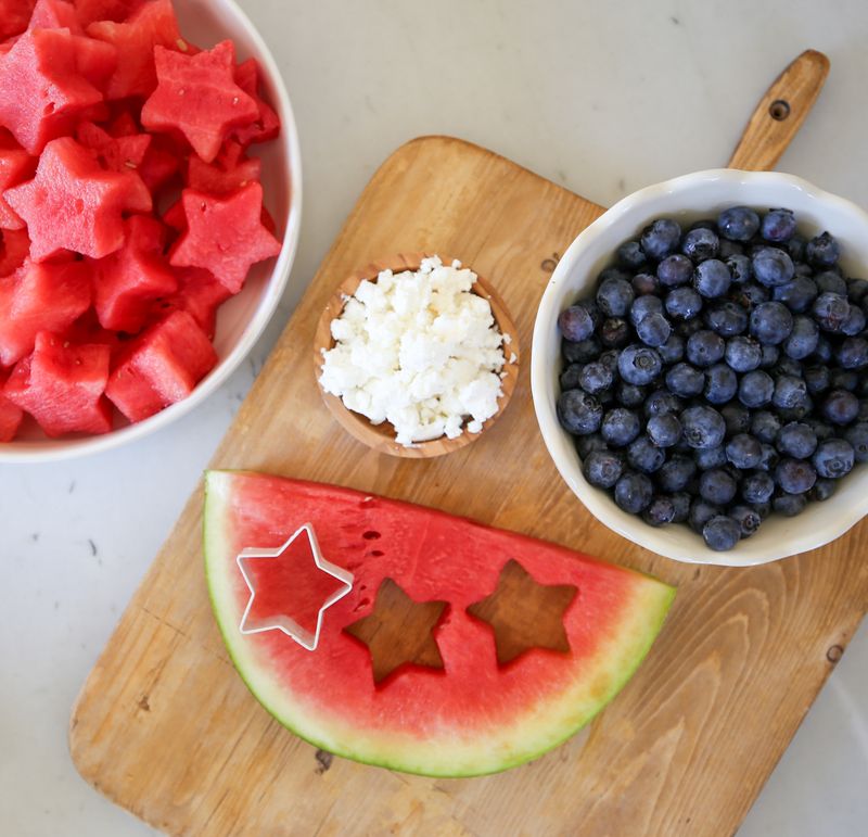 Watermelon Stars with Feta and Mint